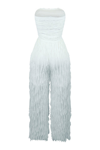 Strapless Sheer Ruffle Jumpsuits