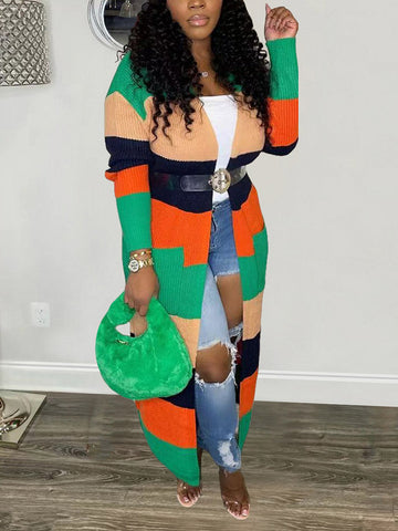 Knitted Color Block Cardigans
