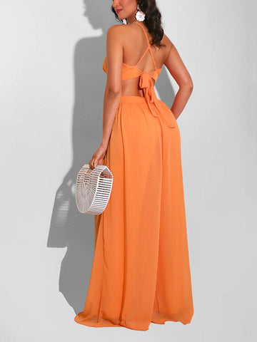 Straps V-Neck Cut Out Jumpsuits