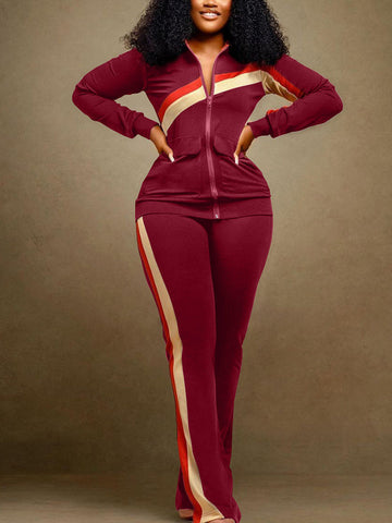 Casual Zip Jacket Pants Set