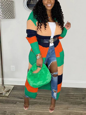 Knitted Color Block Cardigans