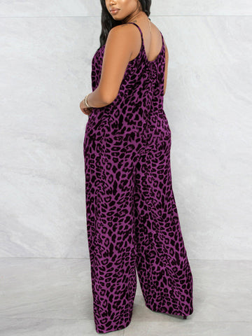 Leopard Spaghetti Strap Jumpsuits