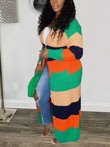 Knitted Color Block Cardigans