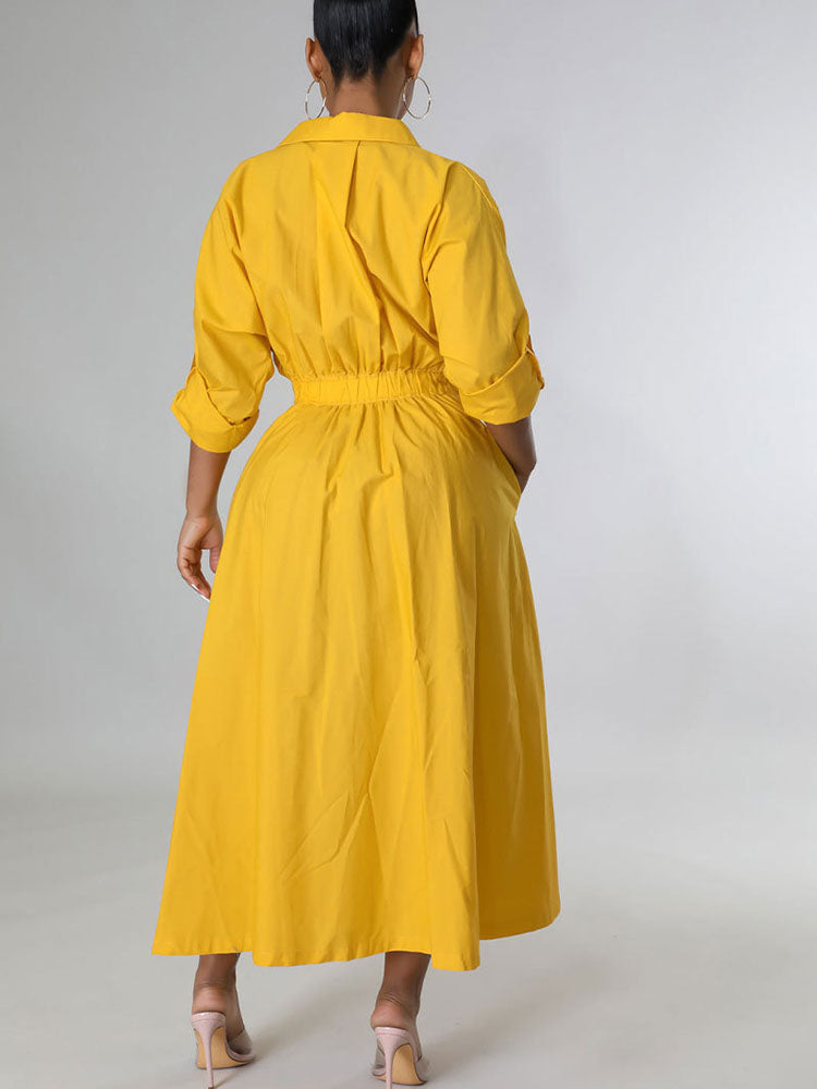 Casual Solid Split Joint Shirt Dresses