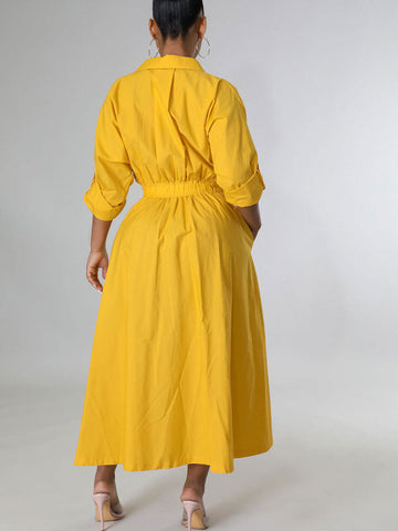 Casual Solid Split Joint Shirt Dresses