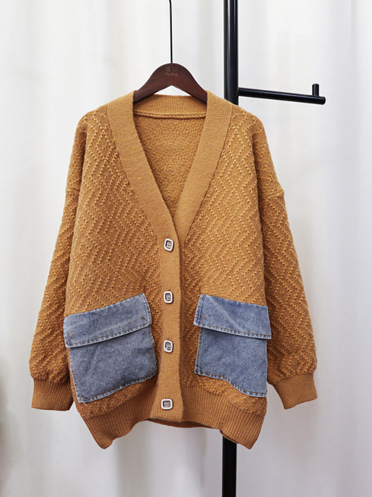 Denim Pocket Button Cardigans