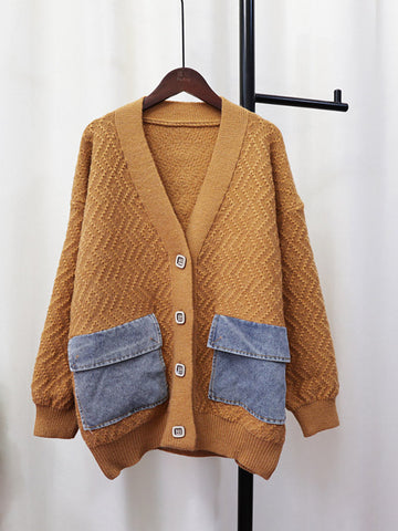 Denim Pocket Button Cardigans