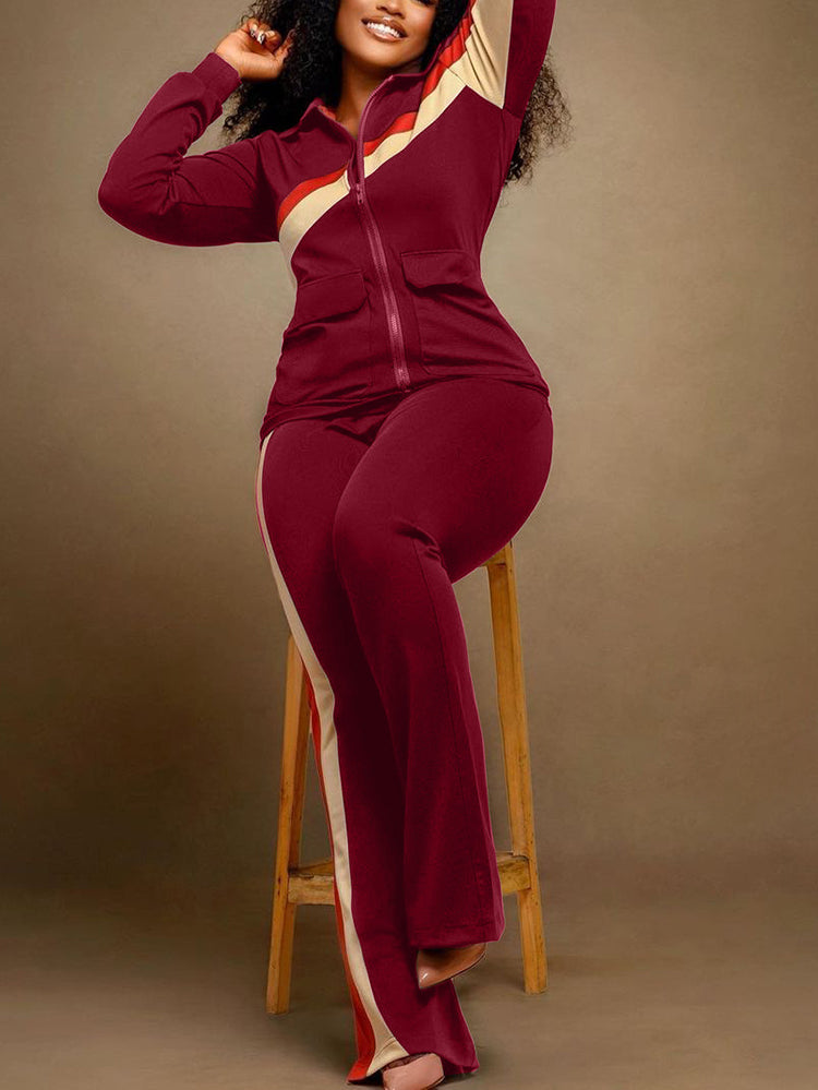 Casual Zip Jacket Pants Set