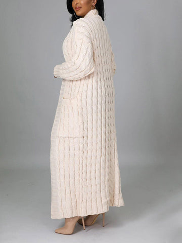 Knitted Solid Pocket Sweater Cardigans