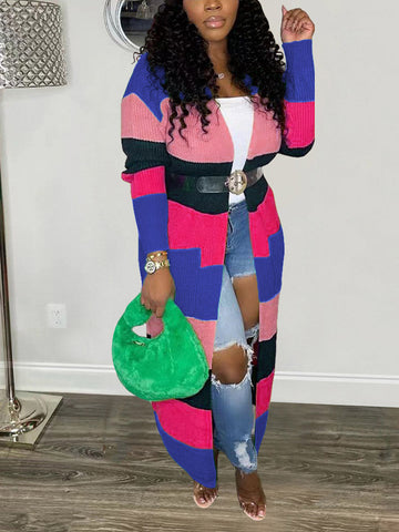 Knitted Color Block Cardigans