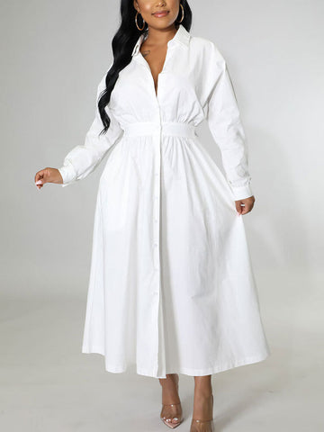 Casual Solid Split Joint Shirt Dresses