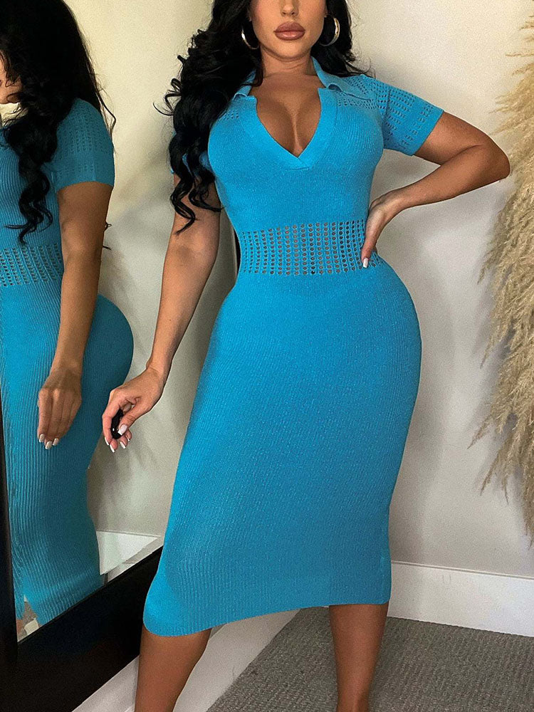 Knit Solid Midi Dresses