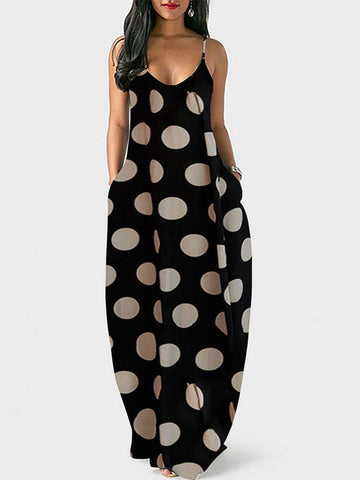 Polka Dot Print Spaghetti Strap Dresses
