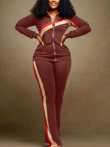 Casual Zip Jacket Pants Set