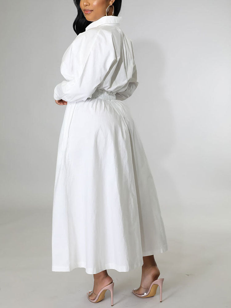 Casual Solid Split Joint Shirt Dresses