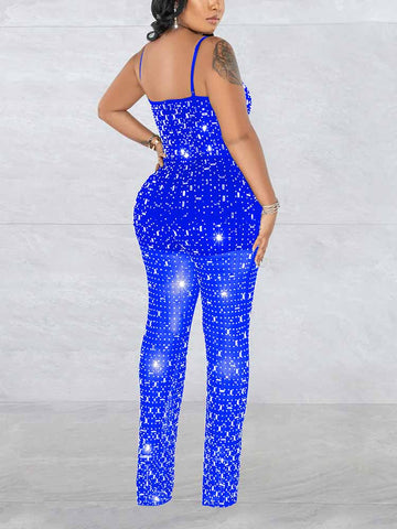 Rhinestone Mesh Jumpsuits