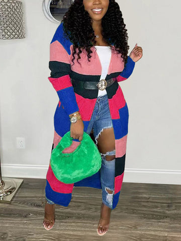 Knitted Color Block Cardigans