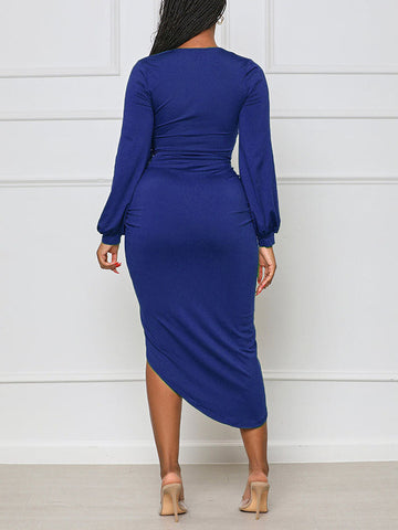 Asymmetrical Ruched Midi Dresses