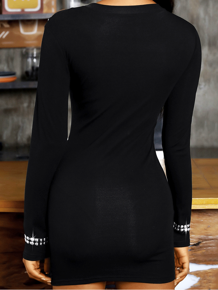 Rhinestones Cut Out Mini Dresses