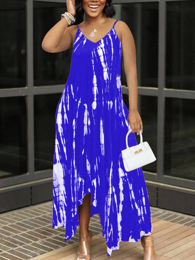 Tie Dye Sleeveless Irregular Dresses