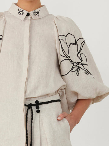 Casual Linen Floral Suit