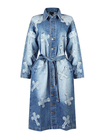 Cross Denim Trench Coats