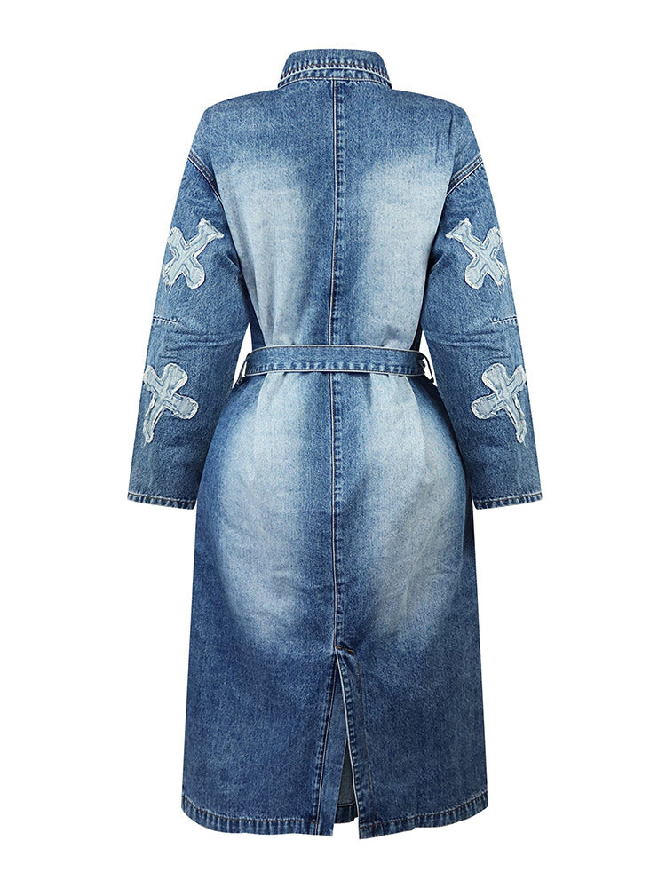 Cross Denim Trench Coats