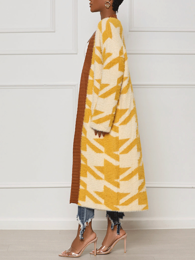 Fur Houndstooth Cardigans