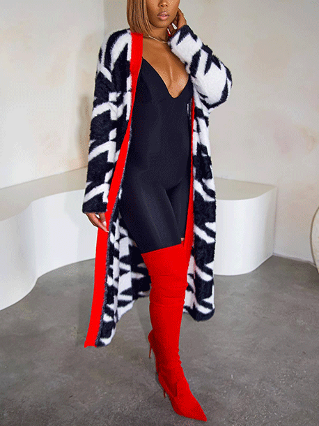 Fur Houndstooth Cardigans