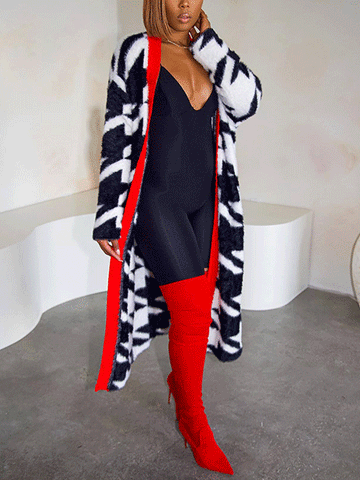 Fur Houndstooth Cardigans