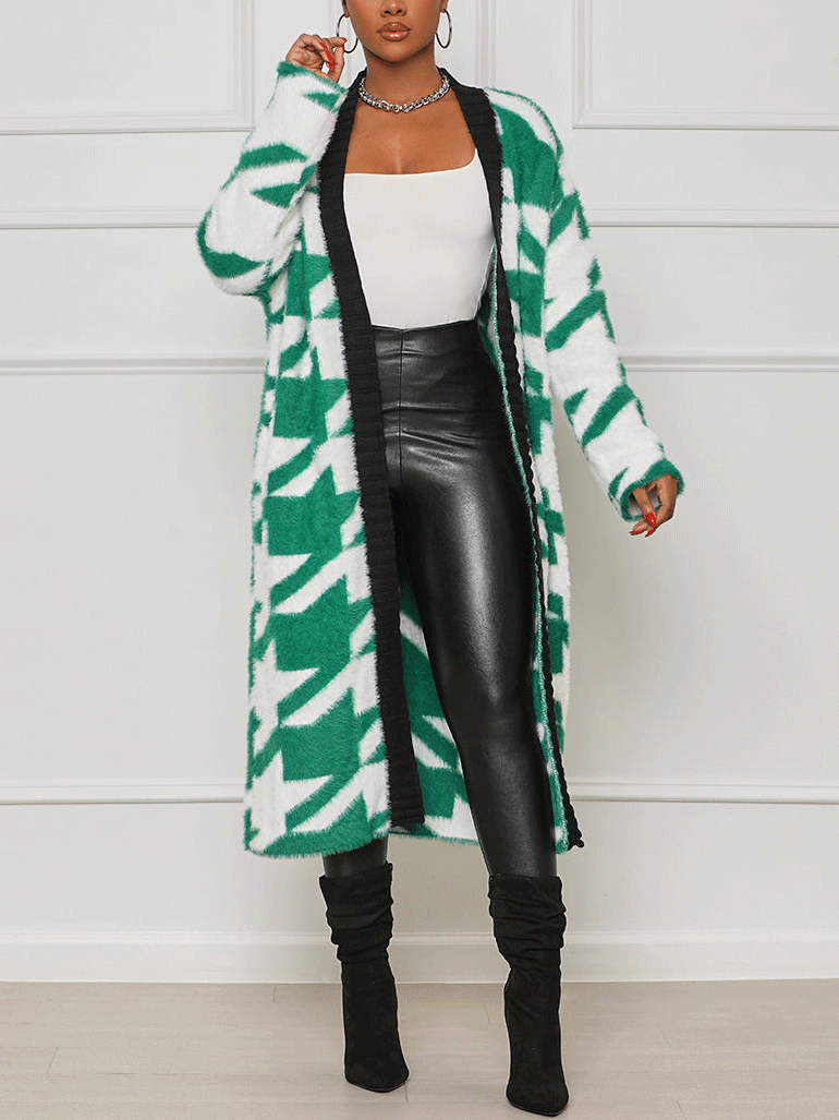 Fur Houndstooth Cardigans