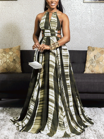 Halter Tie Dye Maxi Dresses