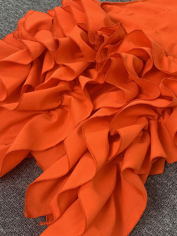 Butterfly Sleeve Asymmetrical Floral Ruffles Dresses