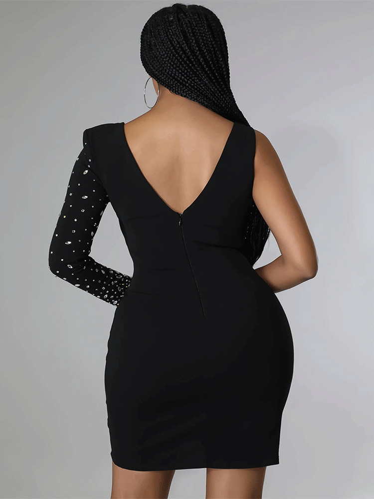 Irregular Rhinestone Bodcon Mini Dresses
