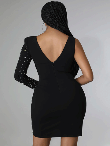 Irregular Rhinestone Bodcon Mini Dresses