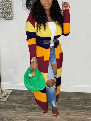 Knitted Color Block Cardigans