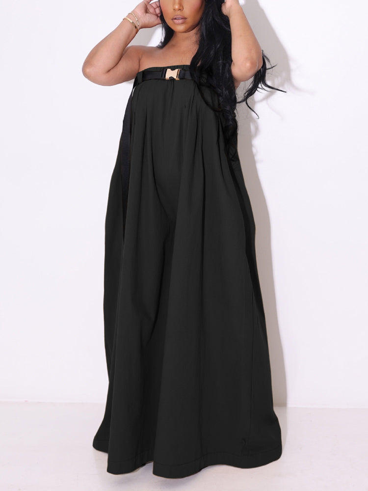 Strapless Loose Jumpsuits With Belt