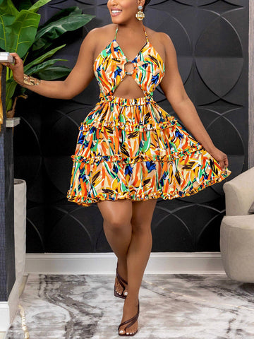 Summer Print Cutout Dresses