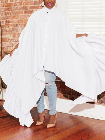 Batwing Sleeve Asymmetrical Shirt Dresses
