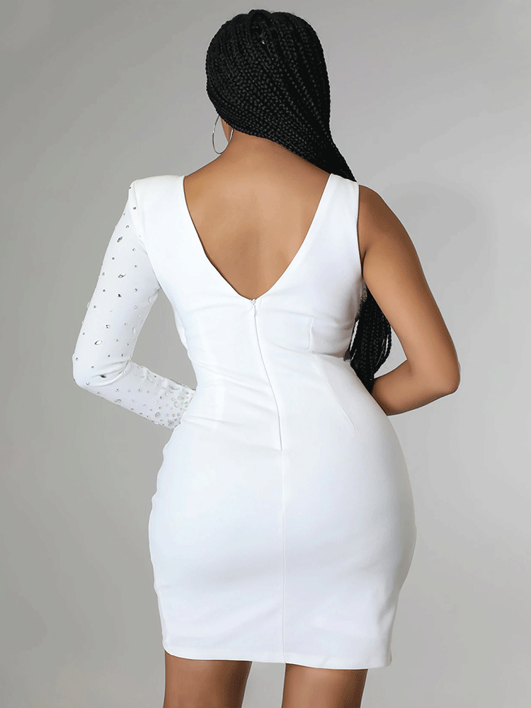 Irregular Rhinestone Bodcon Mini Dresses