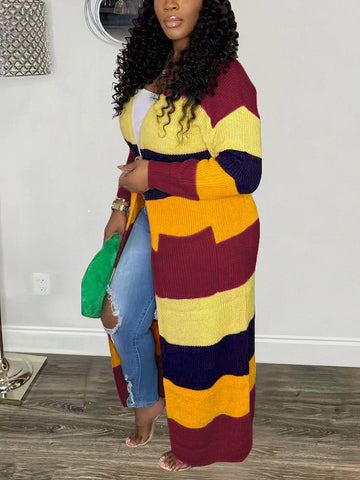 Knitted Color Block Cardigans