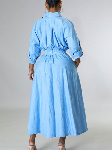 Casual Solid Split Joint Shirt Dresses