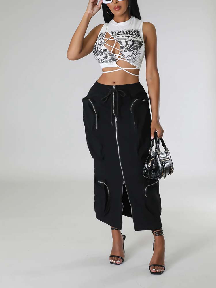 Cargo Pocket Zipper Skirts