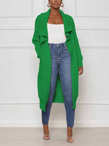 Knitted Solid Open Front Cardigans