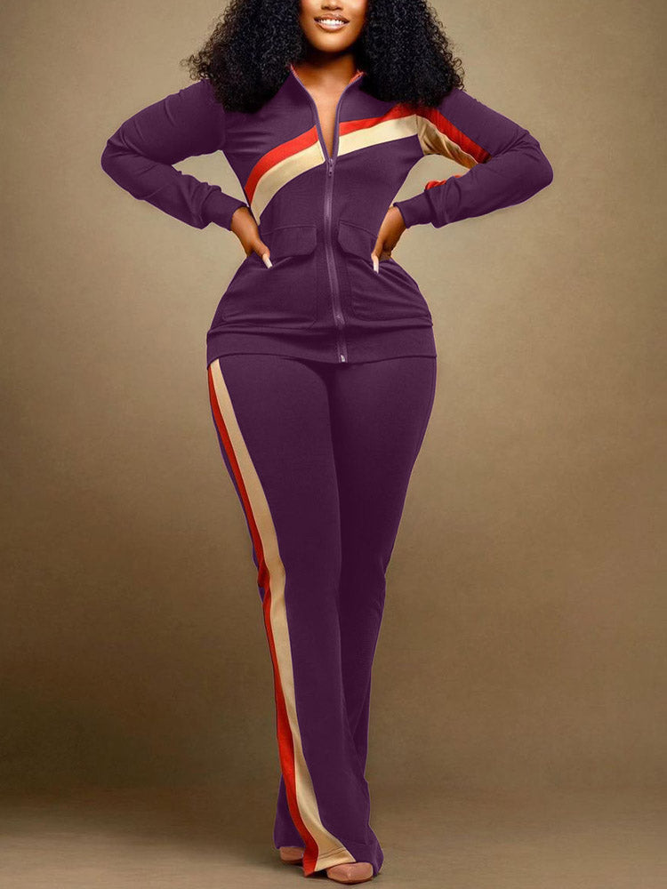 Casual Zip Jacket Pants Set