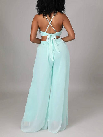 Straps V-Neck Cut Out Jumpsuits