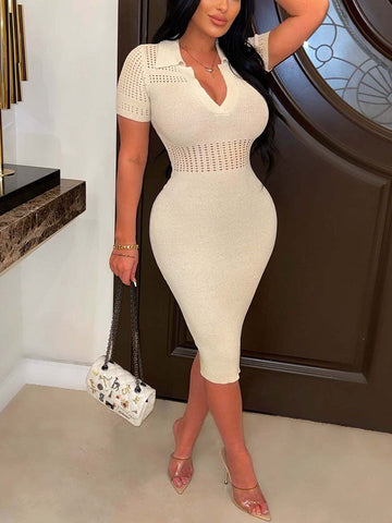 Knit Solid Midi Dresses