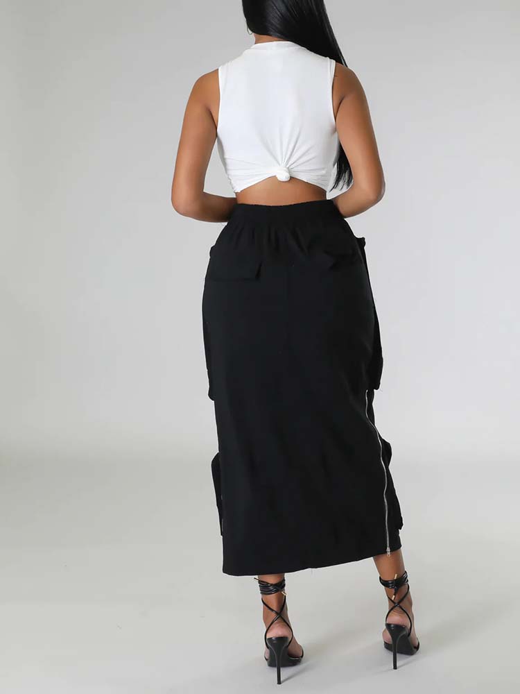 Cargo Pocket Zipper Skirts