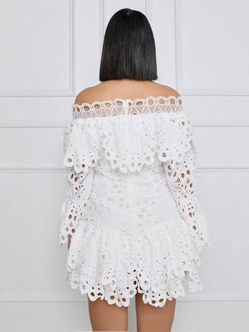Solid Hollow Out Off Shoulder Dresses