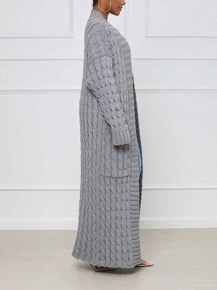 Knitted Solid Pocket Sweater Cardigans